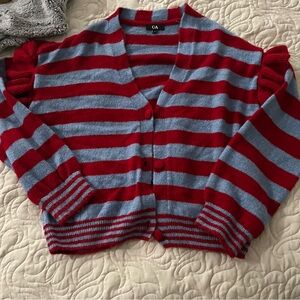 C&A Striped Ruffled Cozy Sweater Size Small